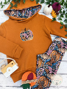 Embroidered Pumpkin Hoodie (READY MADE) 3-4y